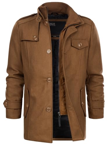 Indicode Herren Brandon Kurzmantel mit Stehkragen | Herrenmantel Wollmantel...