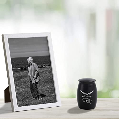 Image of Small Urns for Human Ashes Adult Male /Female with Velvet Bag | Black Mini Memorial Token Urn - A Perfect Tribute & Gift for Families (2.7x1.7Inch Aluminum)
