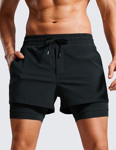 CRZ YOGA 2 in 1 Mens Athletic Shorts 3.5'' with Liner Quick Dry Lightweight for Running Gym with Zip Pockets3