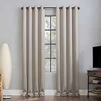Sun Zero Nordic 2-pack Theater Grade Extreme Total Blackout Grommet Curtain Panel Pair, 52\" x 63\", Stone (Pack of 1)