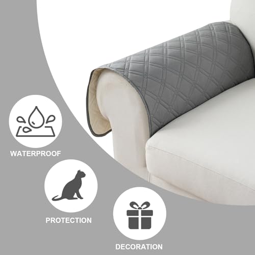 Image of Genina Sofa Armrest Cover, Anti-Slip Armchair Slipcovers for Dogs Cats Pet, Water Resistant Couch Arm Cover for Backrest Recliner Loveseat, L Shaped Sofa, 23.6 x 27.5 Inches(2 Pieces)