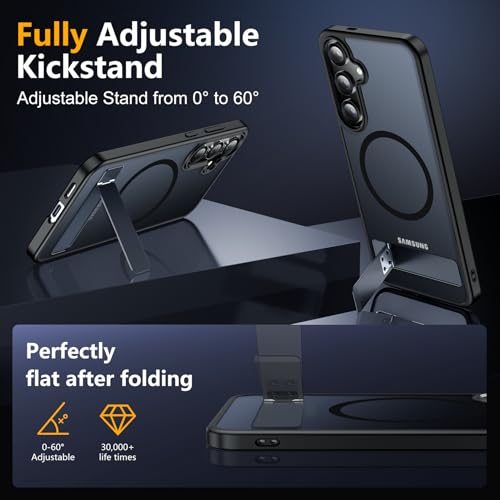 Image of SPIDERCASE Magnetic for Samsung Galaxy S25 Plus Case, [3 Stand Ways][ Military Grade Drop Protection] with Invisible Stand Shockproof Slim Case for Samsung Galaxy S25 Plus 6.7 inch, Black | Magnetic