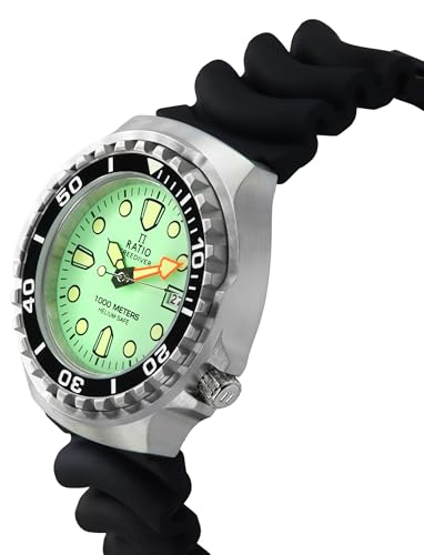 Image of RATIO FreeDiver Version 02 Helium Safe 1000M Sapphire Quartz Mint Green Dial 1038EF102V-GRN-V02 Men's Watch