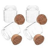 CANIGHT Bottiglie di Vetro 50ml 4 Pezzi con Chiusura Ermetica in Sughero per Regali Creativi e Decorazioni per Feste di Matrimonio