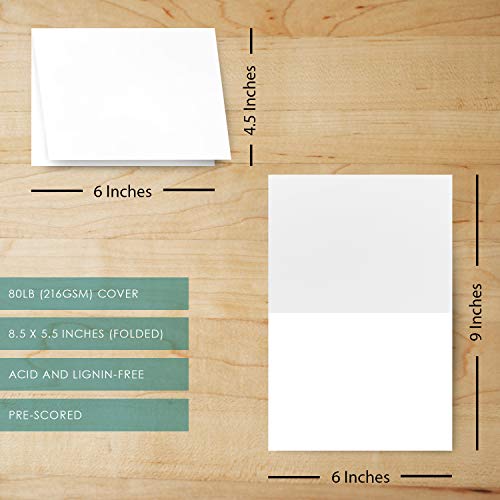 Half Fold 4.5 X 6 White Greeting Cards - 100 Cards #TOP4