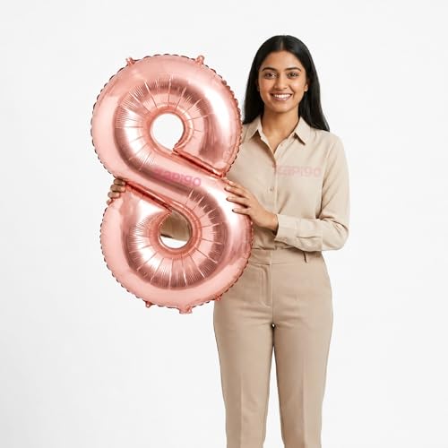 Image of Balloonistics Rose Gold 40-Inch Foil Number 8 Balloon - Helium or Air Fill for 8th Birthday, Anniversary, New Year Party Decoration, Photo Booth Backdrop, Cake Table Decor
