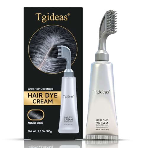 Tgideas Hair Dye Cream Comb with Natural Plant Extract Root Touch Up Hair Color Ammonia Free for Men & Women Easy No Mix Gray Coverage No Bleaching All Types Natural Black 2.8Oz 1 Kit