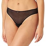 Women'secret Braguita Brasileña Tul Flocado Y Encaje Negro, S para Mujer