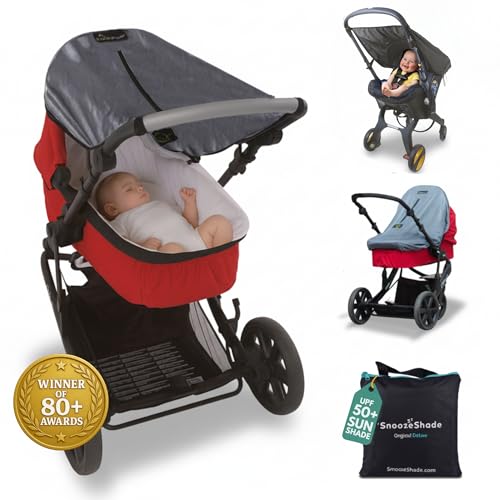 Universelles Sonnensegel Kinderwagen (0-6 Monate) |Kinderwagen Sonnenschutz, der 97,5 % der UV-Strahlen Blockt und den Schlaf Ihres Babys Verbessert | SnoozeShade Original Deluxe