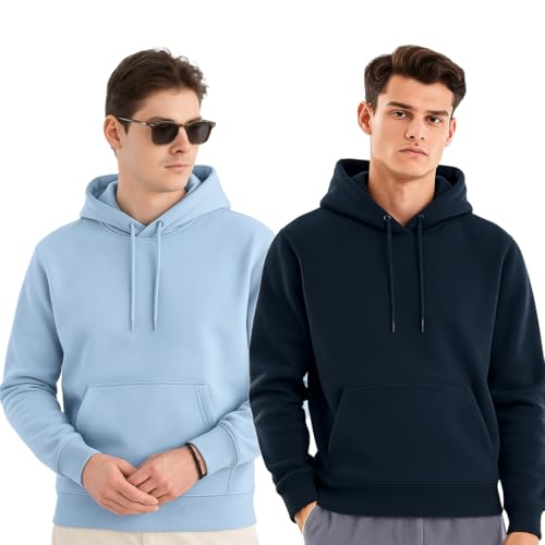 Sweat à capuche pour homme décontracté bleu marine taille 40 idéal pour les week-ends