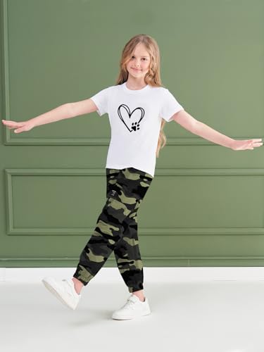 Image of ARTMINE Girls' 2 Piece Outfits Casual Drawstring Jogger Pants and Basic Short Sleeve Top Set, 6-14 Years
