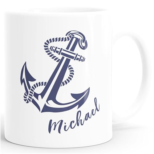 SpecialMe® personalisierte Kaffee-Tasse mit Namen Anker Namenstasse persönliche Geschenke für Männer weiß Keramik-Tasse