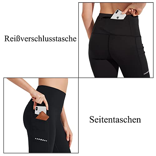 BAYGE Sportlegging voor dames, winter, hoge taille, fleece gevoerd, waterdicht, ondoorzichtig, buikcontrole, slimfit, yogabroek, sportbroek, sweatbroek, fitnessbroek met zakken - Image 4