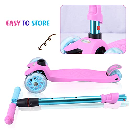 3 Wheel Scooter For Kids, Kids Scooter With Light Up Wheels, Sturdy Deck Design, And 4 Height Adjustable Suitable For Kids Ages 3-12 #TOP4