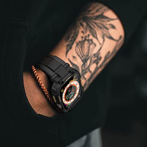 Image of amBand Compatible with Apple Watch Ultra 3 /2 /1 Bands for Men, M1 Sport Series Heavy Duty Case Tactical Strap and Screen Protector, Protective Cover Fits iWatch Ultra Bands for Men 49mm - Black Gold