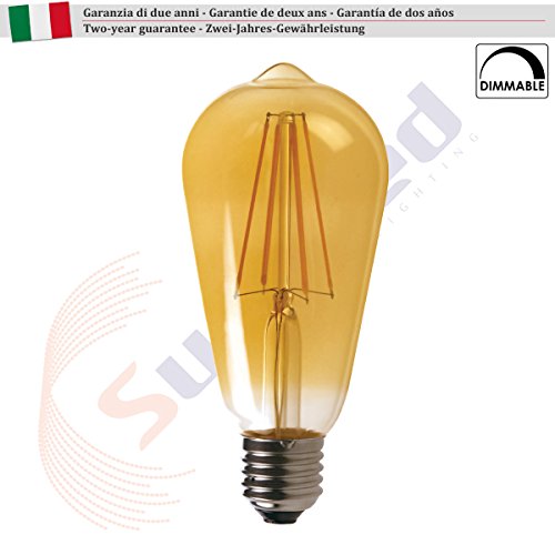 SunSeed 4x Lampadina E27 Filamento LED 6W ST64