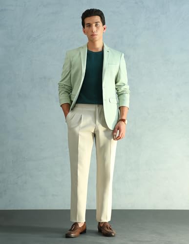 Image of Arrow MenSlim fit Polyester Solid Single-breastedNotch Lapel Collar Blazer