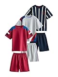 NEXT Niños Pack de 3 Pijamas de pantalón Corto 100% algodón Red/Blue/Grey Stripe Sport 14 Años