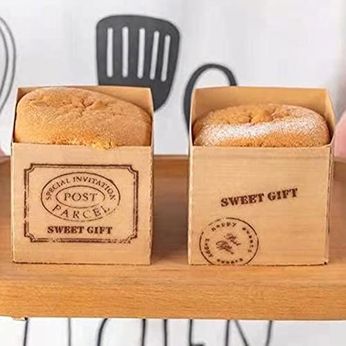 Muffin 10 Pcs Baking Cups Cupcake Liner Greaseproof Kraft Paper Oven-Safe Food Grade Baking Dessert Case Dessert Paper Cups Square #TOP4
