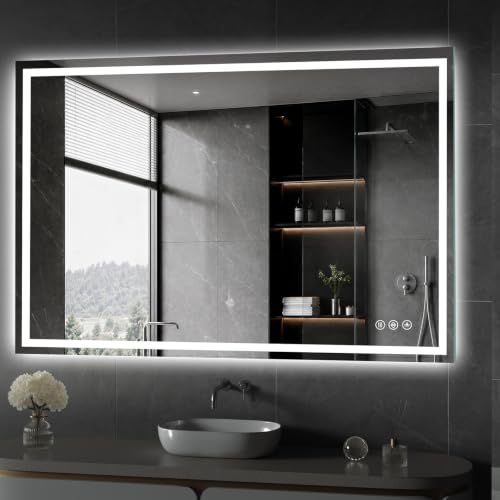 Image of Koonmi 50x40 LED Bathroom Mirror with Light, Anti-Fog, 3 Colors