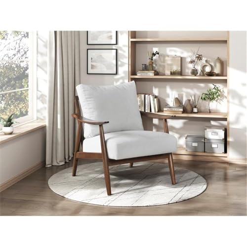 Sillón Textil Beige Estructura Madera Rubberwood miniatura 2