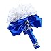 DDLBiz Beautiful Crystal Roses Pearl Bridesmaid Wedding Bouquet Bridal Artificial Silk Flowers (Blue)
