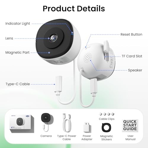 2K No Drill Window Camera-2 Pack Cameras for Home Security Indoor & Outdoor Monitoring thru Glass, Anti-Glare Color Night Vision, Human Detection, 24/7 Recording, Space-Saving, Ideal for Apartment, K1 thumbnail 9