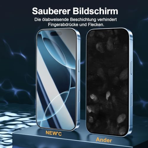 NEW'C für iPhone 18 Pro Max für Panzerglas Schutzfolie mit Montagehilfe – Ansicht 5