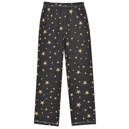 Boy's Pants Night Sky Gold Star Planet Jogger Pants Elastic Waist Long Bottoms Trousers with Pockets 6-14 Years