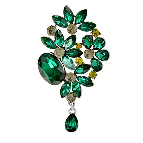 Broche fleur en strass vert pour sublimer votre robe de cocktail lors d'un mariage