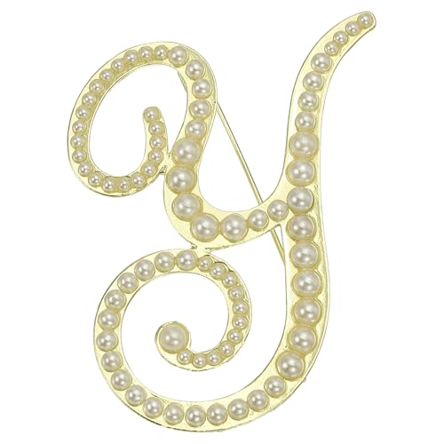 Image of PATIKIL Letter Brooch Pins, Pearl Initial Alphabet Letter Lapel Badges Pin for Women Men Girl Wife Suits Clothes Dress Bouquet Coat Hat Bag Craft Party