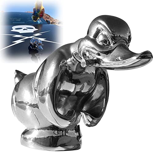 BEEKITE Angry Rubber Duck Hood Ornament, Death Proof Duck Black Convoy Alloy, 3D Funny Ornament Auto Motorhaube Ornament (Silver)