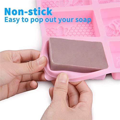 2Pcs 3D Rectangle Bee Silicone Soap Molds, Honeycomb Molds Beehive Cake Baking Mold For Homemade Craft #TOP5