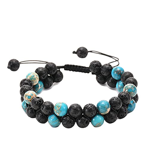 Bracelet diffuseur de lave hommes turquoise pierre volcanique naturelle tressée 19-30CM