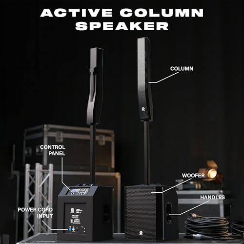 Image of DIGIMORE 2800W Portable Column Line-Array with 15 inch Powered Subwoofer | Bluetooth v5.4 & TWS | 4 DSP Modes | 2 XLR /6.35mm Input Ports | Ideal for DJ, Live Events & Performances (DCL-15W)
