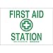 Brady 73676 Fiberglass "First AID Station" Sign, 10" Height x 7" Width, Green/White