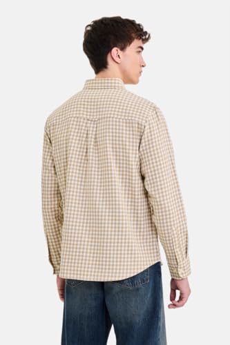Image of SNITCH Men Casual Plus Size Shirt | Regular Fit Long Sleeve Spread Collar Plaid Pattern | 100% Cotton & Breathable Dobby Fabric for Casual Office Wear & Stylish Everyday Use
