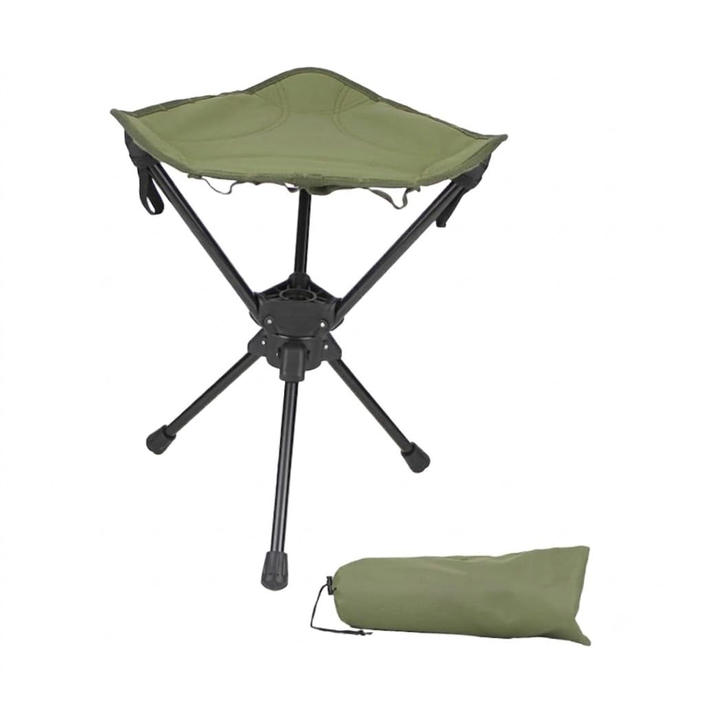 360° Rotating Camping Stool Portable Folding Tripod Chair with Carry Bag | Ultralight Carbon Steel Foldable Outdoor Seat for Camping, Hiking, Fishing, Trekking, Beach, Picnic, Travel | Green-image-21