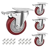 RUEDAS GIRATORIAS 100MM -- Contenido del paquete: 4 x ruedas para carros. Diámetro de la rueda: 10 cm / 4 pulgadas. Ancho de la rueda: 3.2 cm / 1.26 pulgadas; Tamaño de la placa superior: 93 x 63 mm / 3.6 x 2.5 pulgadas.