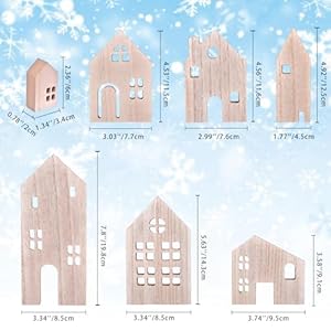 Wooden House Shaped Decor Christmas Rustic Wooden Cottage Tabletop Block Sign Jesus Farmhouse Minimal House Ornament MDF Board Tiered Tray Decoration for Home Shelf Desk Office Brown