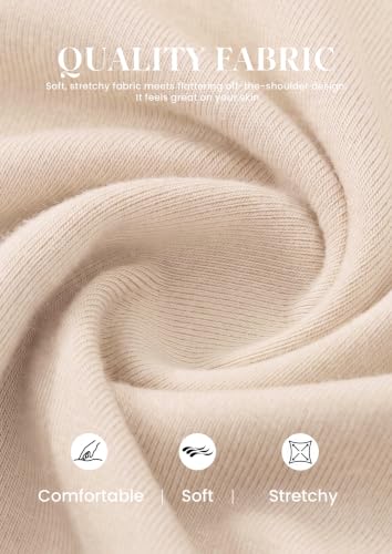 PRETTYGARDEN Off The Shoulder Tops for Women Going Out Long Sleeve Shirts 2026 Fall Casual Fitted Ribbed Ruched Y2K Clothes (Beige,XX-Large) — view 5