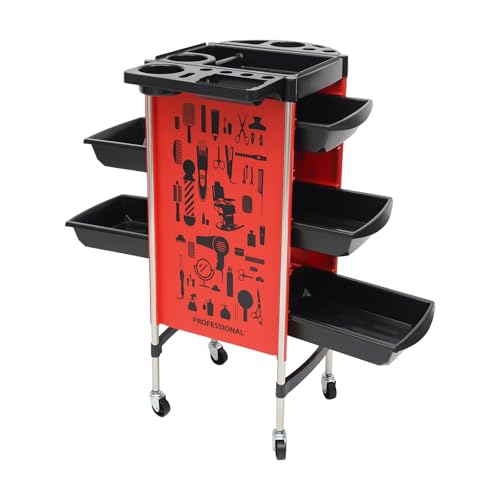 Carrito de peluquería - Carrito de peluquería de 6 niveles con capacidad de 100 kg, ruedas silenciosas y bandejas extraíbles para almacenamiento móvil en salones de belleza, uso doméstico y aseo de