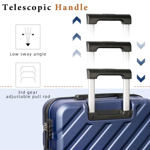 Image of 3 piece Carry on luggage 22x14x9 airline approved Porsche Blue | Lightweight ABS Hardside Luggage, TSA-Approved combination Lock, Suitcases with Spinner Removable Wheels (20 inch /DB /TB)