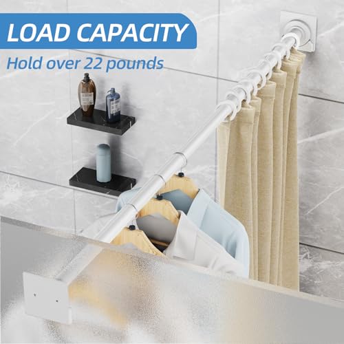 Image of CorkLatta White Shower Curtain Rod,1 Inch Diameter Stainless Steel Adjustable Spring Tension Rods 32 to 68 inch,with Holders,Anti-Slip,Curtain Rods No Drilling(1 Pack)