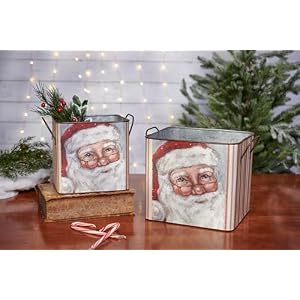 Primitives by Kathy Merry Santa Bin Set of 2 Primitives by Kathy Merry Santa Bin Set of 2
