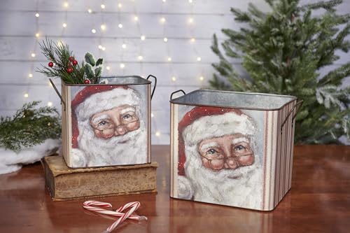 Primitives-by-Kathy-Merry-Santa-Bin-Set-of-2 Primitives by Kathy Merry Santa Bin Set of 2