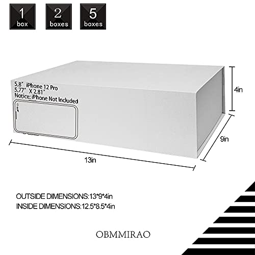 Obmmirao Upgrade 1Pcs 13X9X4 Inch White Hard Large Gift Box With Lid, Foldable Magnetic Gift Boxes,Groomsman Box Bridesmaid Proposal Box, Reusable Gift Boxes For Clothes #TOP2