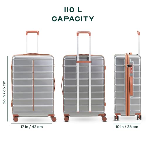 Image of Assembly Odyssey 28 Inch (75cm) Large Check-in Trolley Bag Hard Shell Polycarbonate Suitcase Lightweight with TSA Lock 8 Spinner Wheels Grey