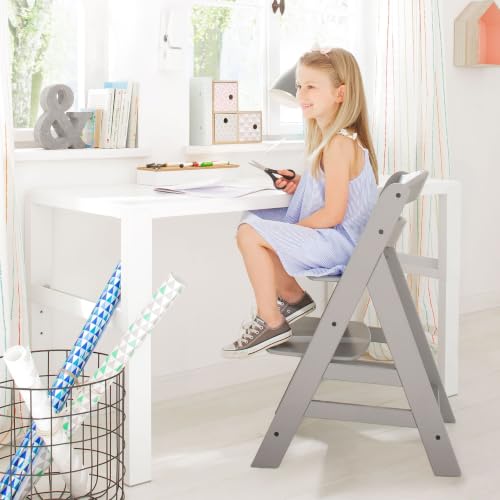 Image of hauck Alpha+ Grow Along Beechwood Booster Chair, Adjustable Seat, Grey
