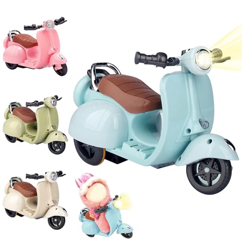 NixusHep Drca00 Scooter for Labubu Scooter Toy with Light and Music Have a Seat for Labubu Accessories Mini Electric Doll Scooter Interactive Decor Desktop Ornaments (Blue)